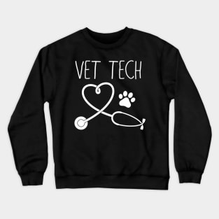 Vet Tech Love Animal Love Care Paw Print Crewneck Sweatshirt